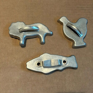 Vintage Animal Cookie Cutters, Lion, Hen, Fish